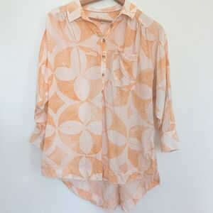 Pilcro Peach and White Button Down Shirt